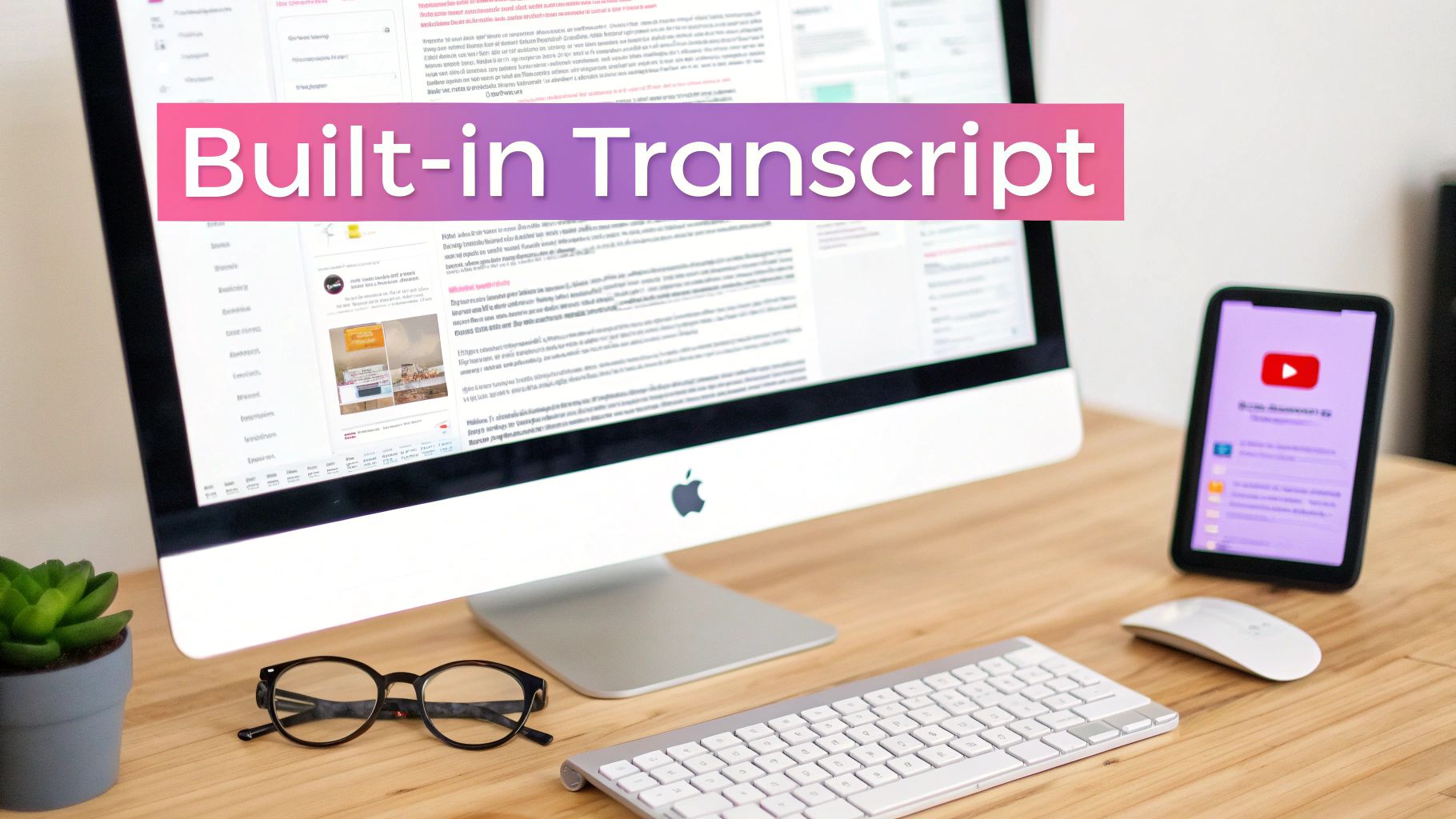 A screenshot of the YouTube interface showing how to access the video transcript feature.