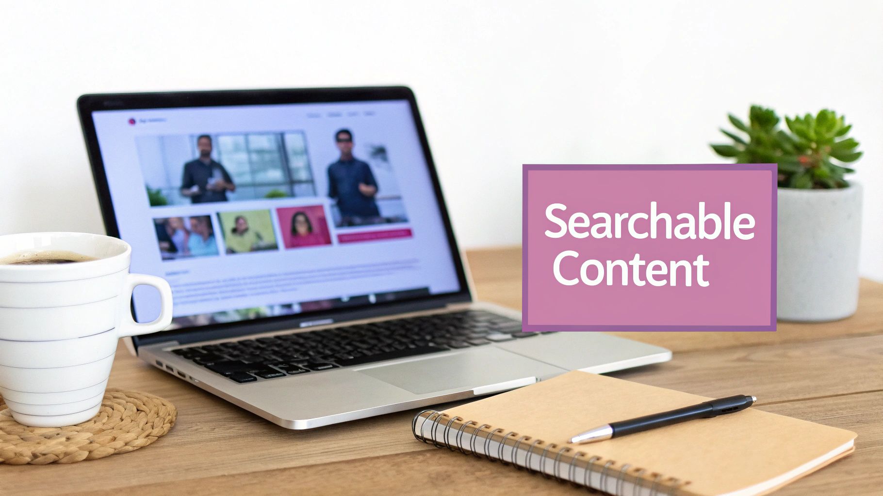 A person typing on a laptop with a smartphone displaying a video next to them, illustrating the process of getting a YouTube video transcript.