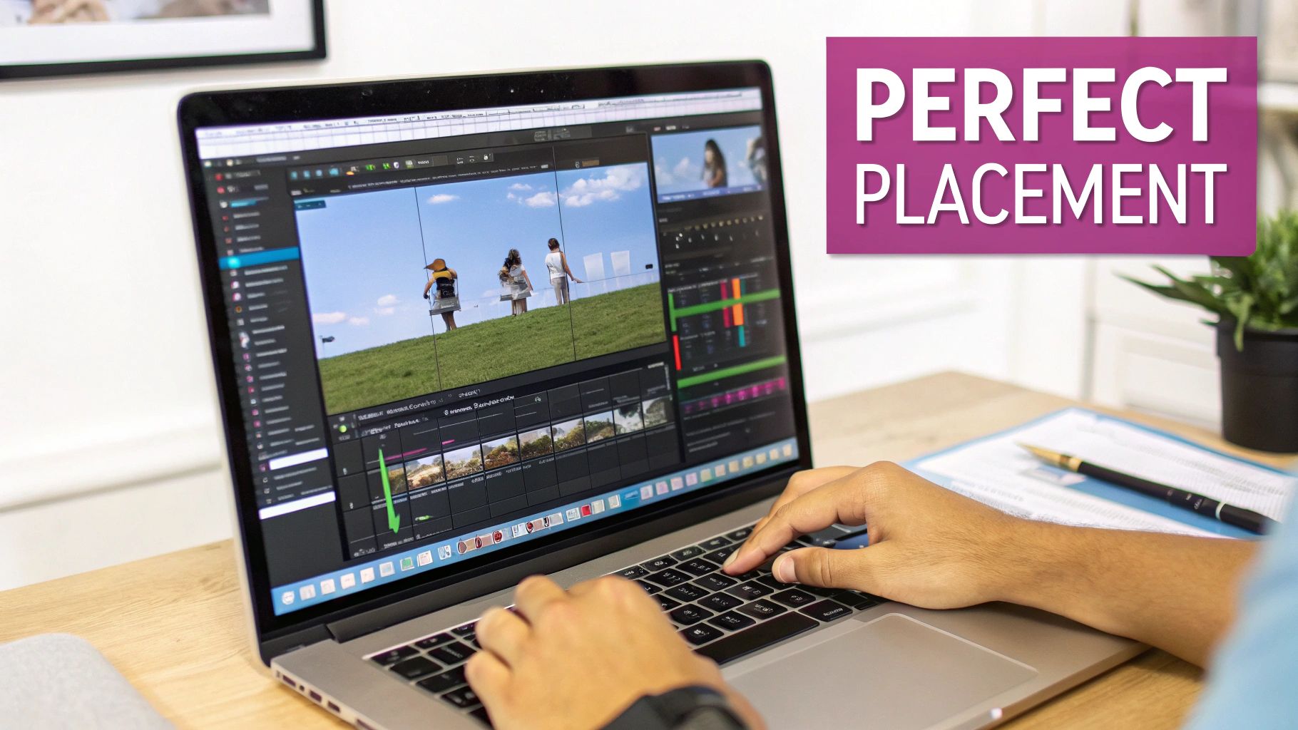 An interface of an online video editor, showing a timeline and canvas.