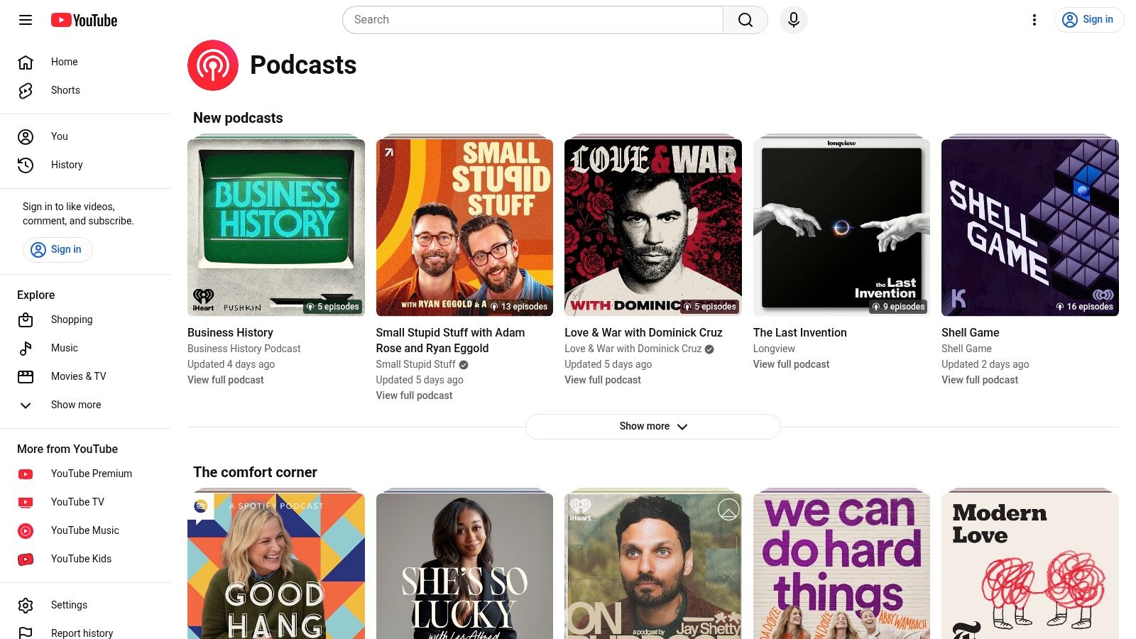 YouTube (Podcasts on YouTube)