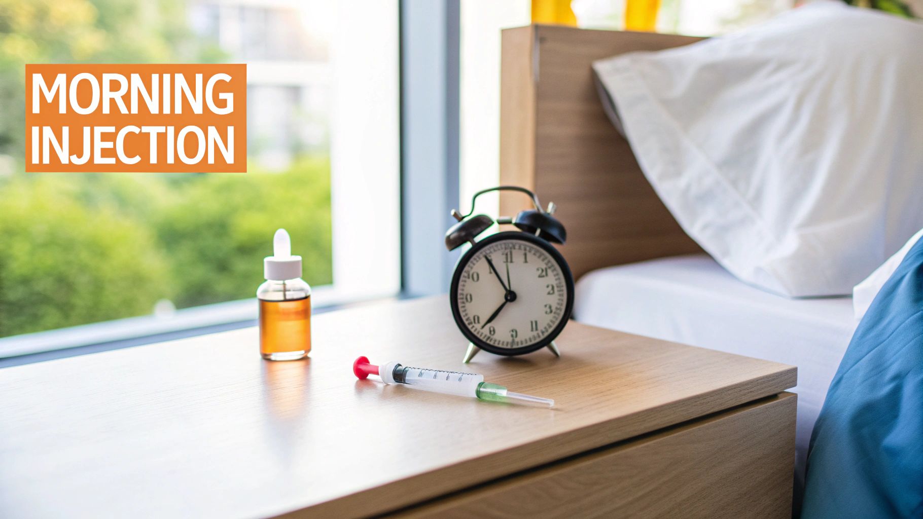 A medical professional preparing a testosterone injection in a syringe.