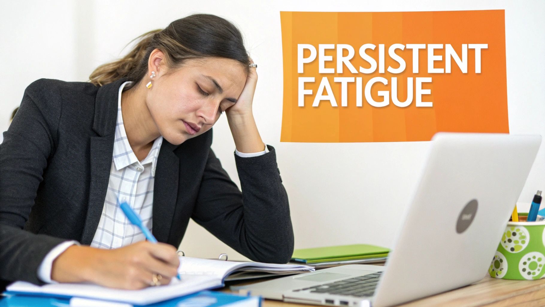 Woman looking tired, illustrating the fatigue associated with B12 deficiency.