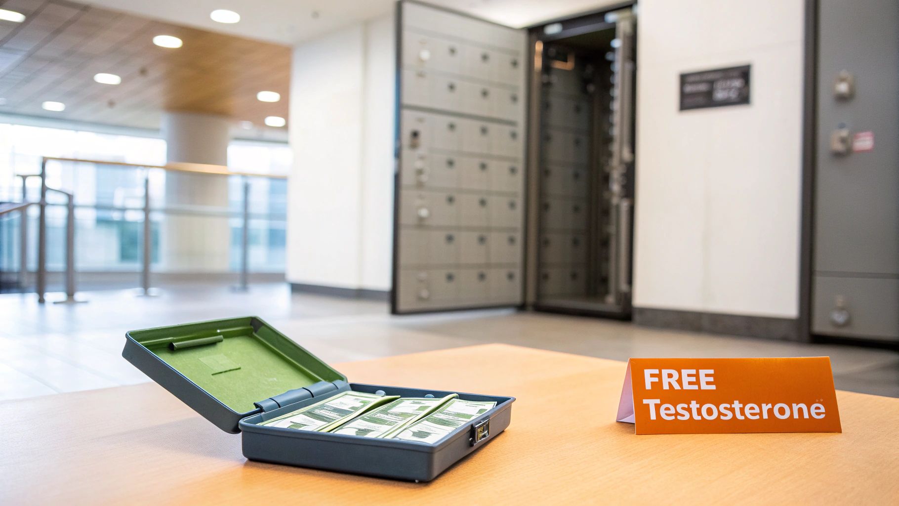 A magnifying glass focusing on a DNA strand, symbolizing a close look at testosterone levels.