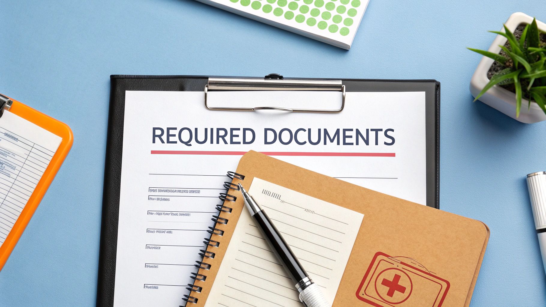 A person signing official medical documents for insurance approval