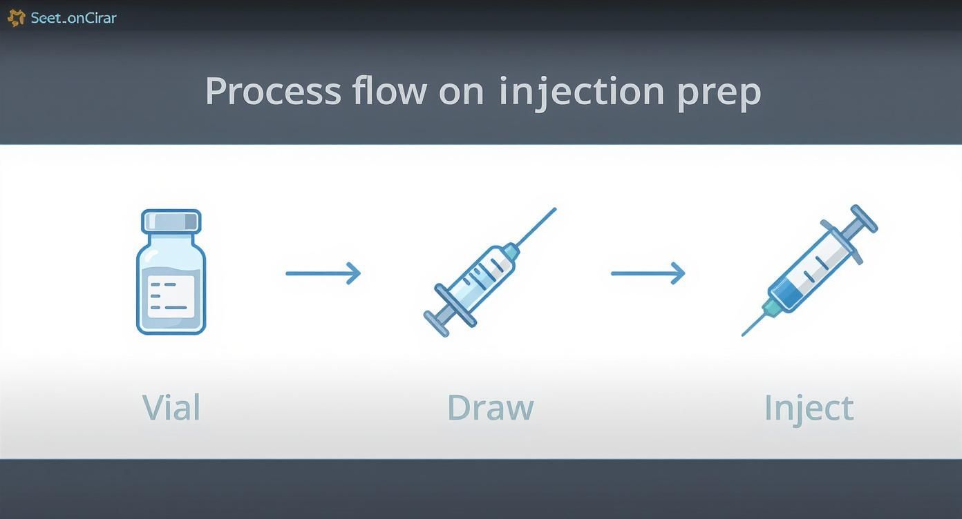 Infographic about how to inject testosterone subcutaneously