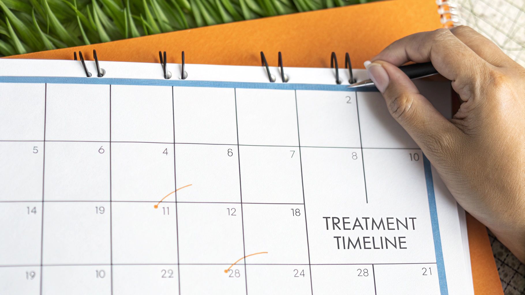 A person's hand holds a magnifying glass over a magnifying glass over a balanced scale, symbolizing the weighing of pros and cons.