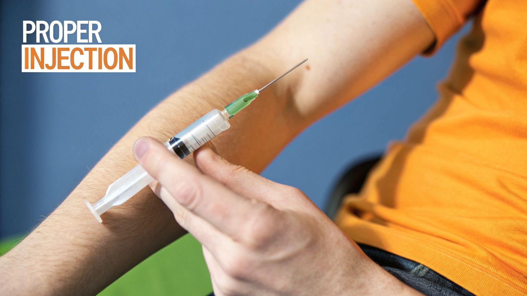 A medical professional preparing a syringe with testosterone cypionate
