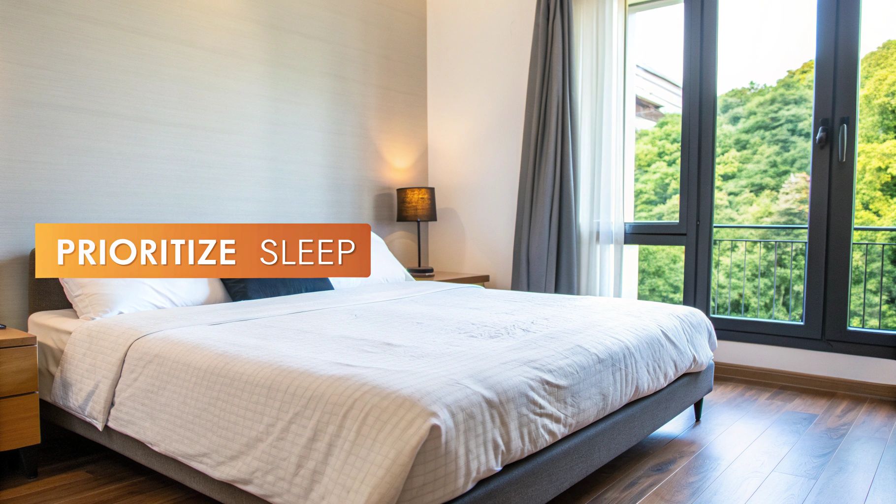 A person sleeping sound in a comfortable bed