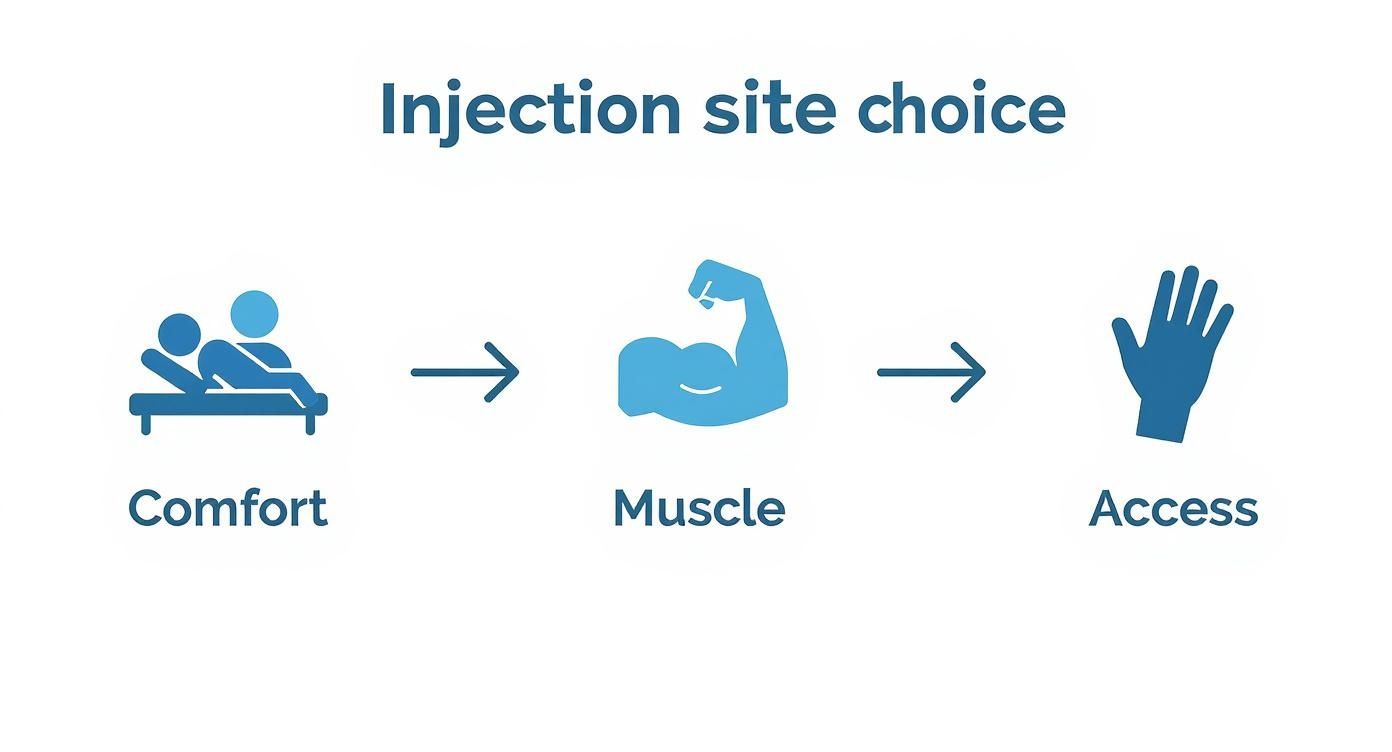 Infographic about testosterone cypionate injection sites
