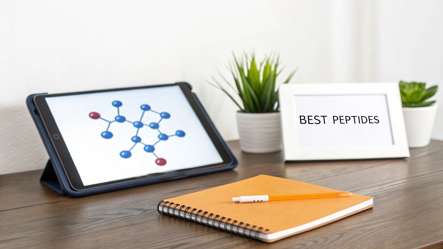 A scientist holding a petri dish with peptide molecules floating above it, symbolizing research in anti-aging science.