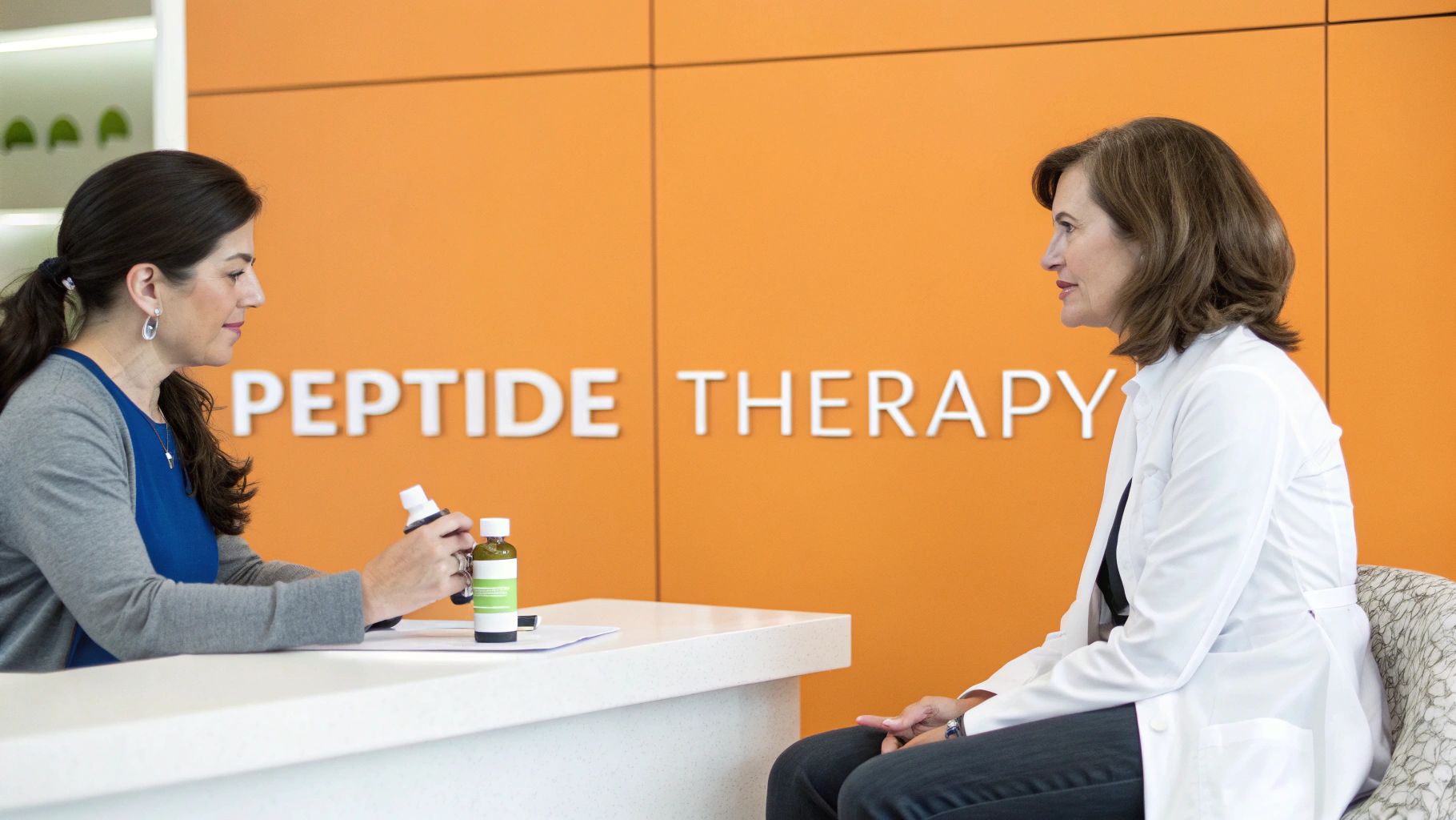 Woman receiving peptide injection