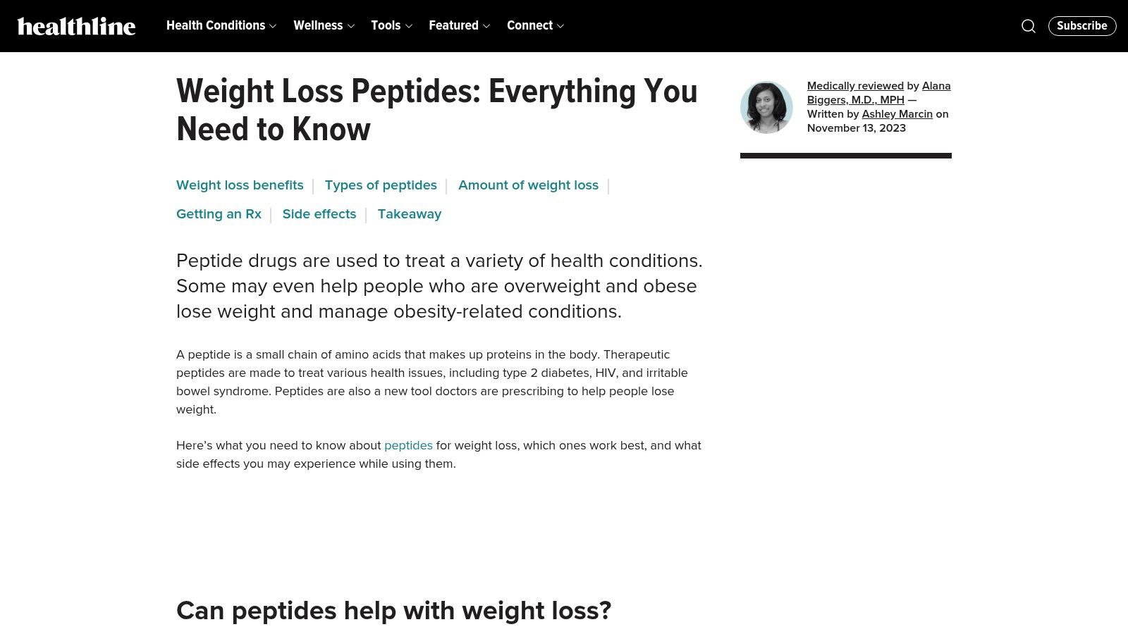 Healthline – Peptides for Weight Loss