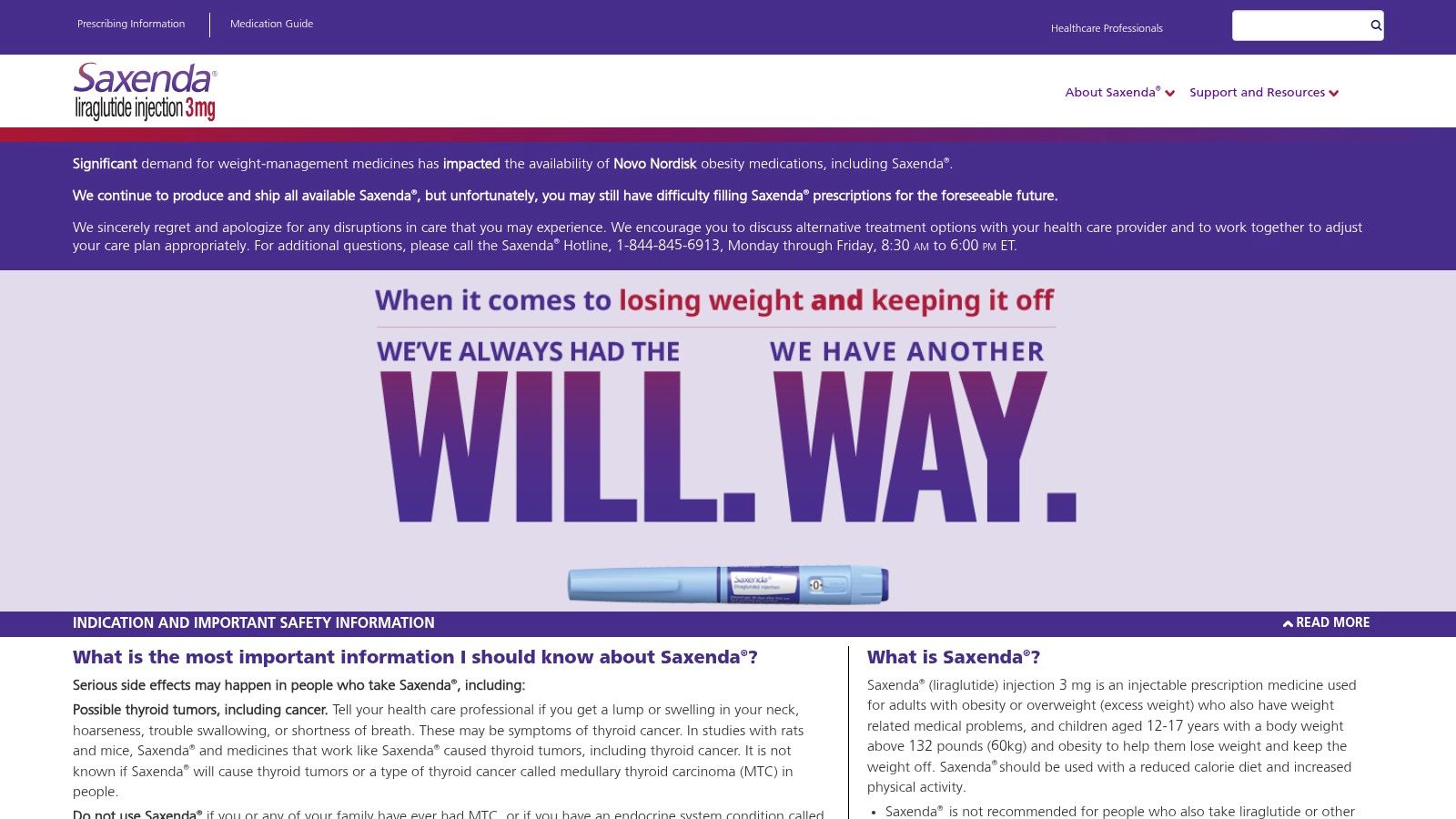 Novo Nordisk – Saxenda (Liraglutide)