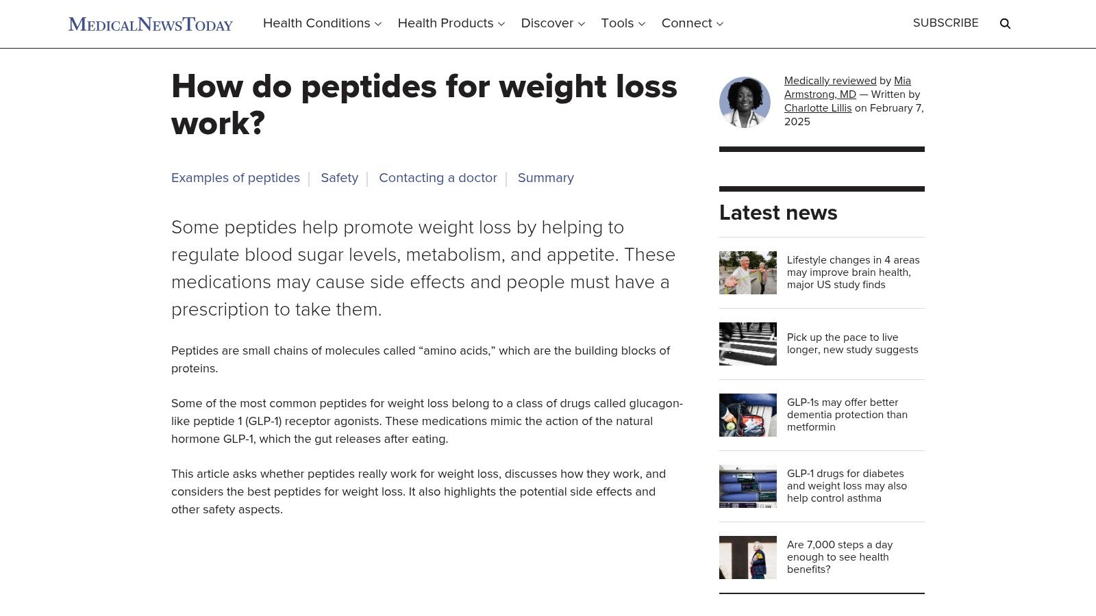 Medical News Today – Peptides for Weight Loss
