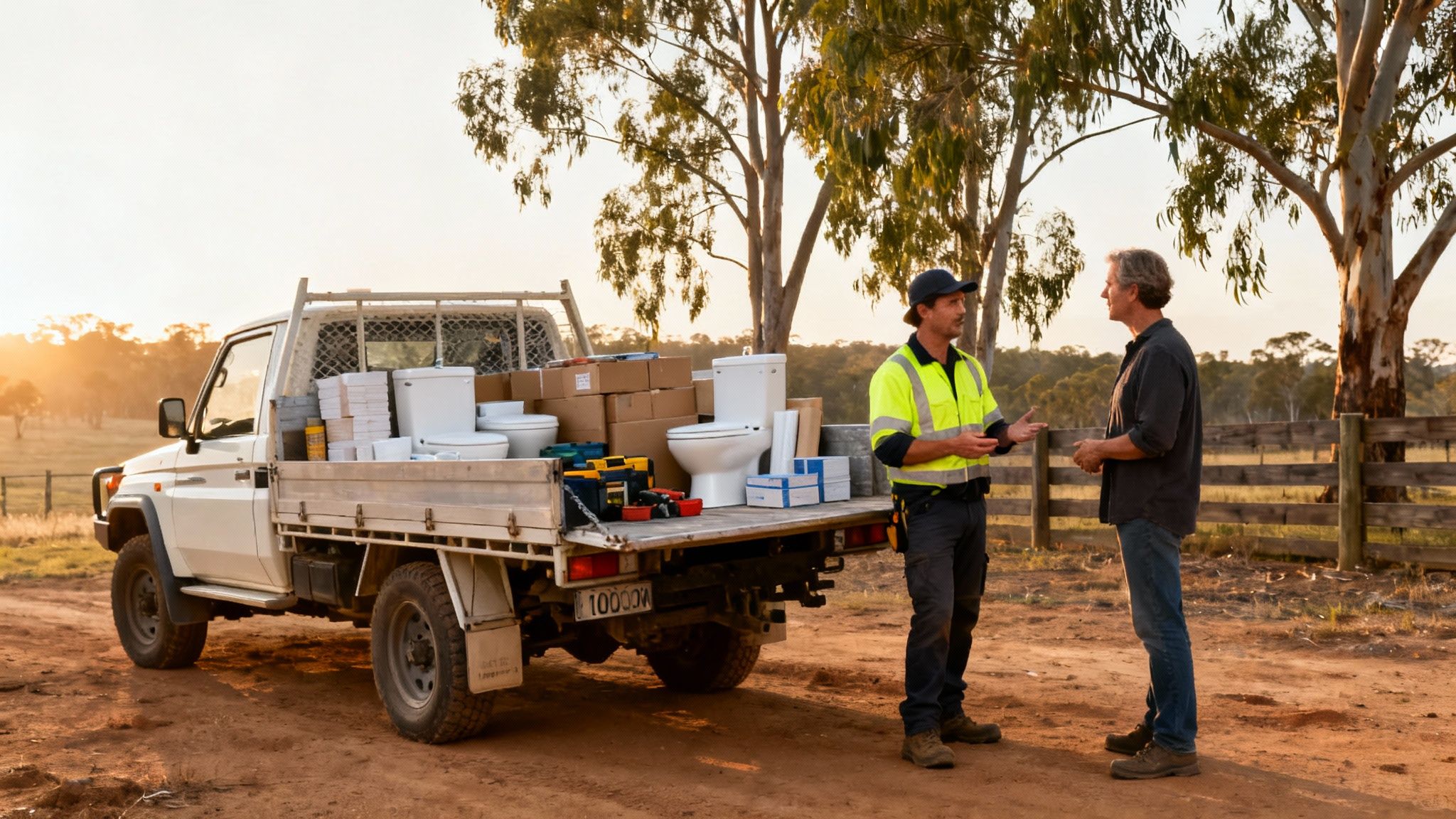 Modern bathroom with a large window overlooking a lush green landscape, symbolizing a premium build.