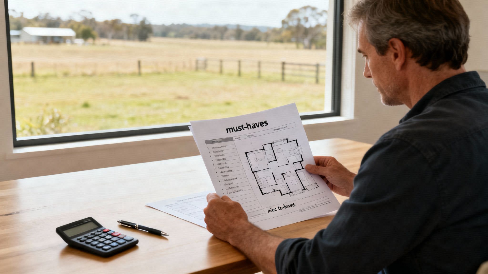 A person drawing blueprints for a new home construction project.