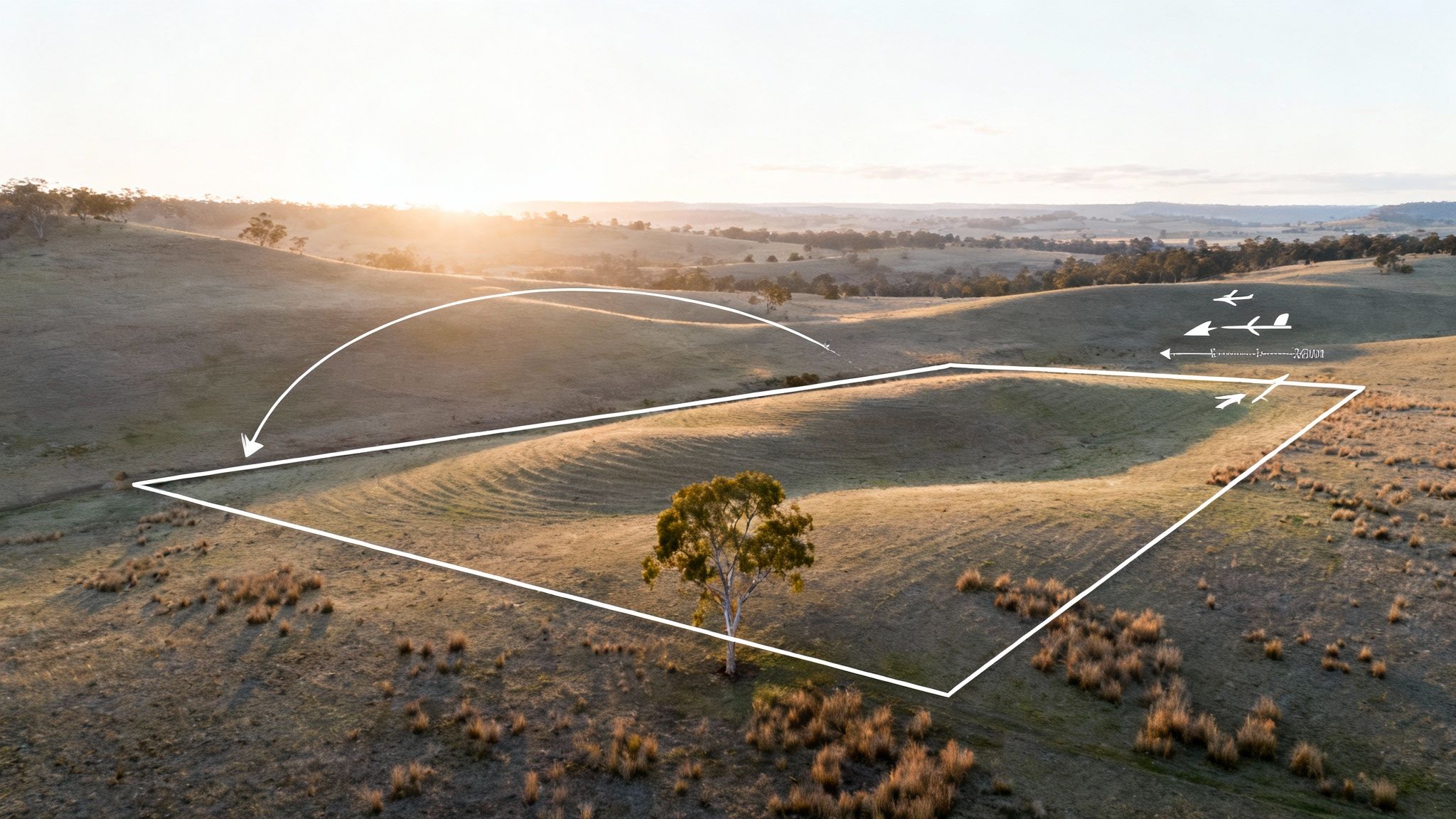 A modern rural homestead with a large shed, set in the Australian bush under a clear blue sky, illustrating rural homestead designs.