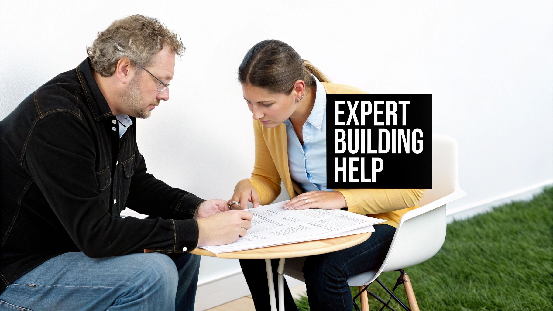 A construction site with blueprints and tools, representing the planning and execution phase of a building project.