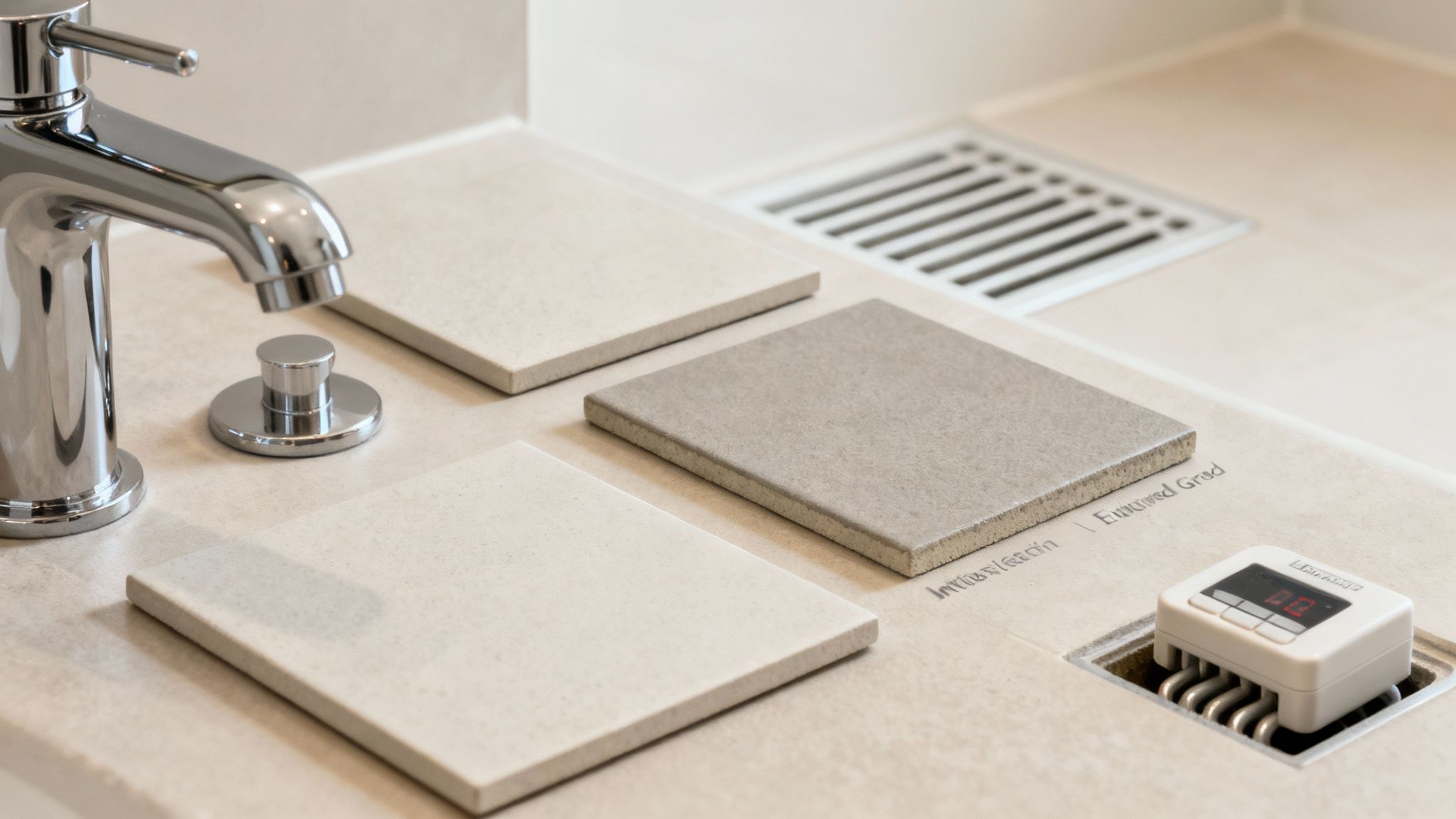 A stylish bathroom with durable, climate-appropriate tiles and fixtures, perfect for a Tamworth home.