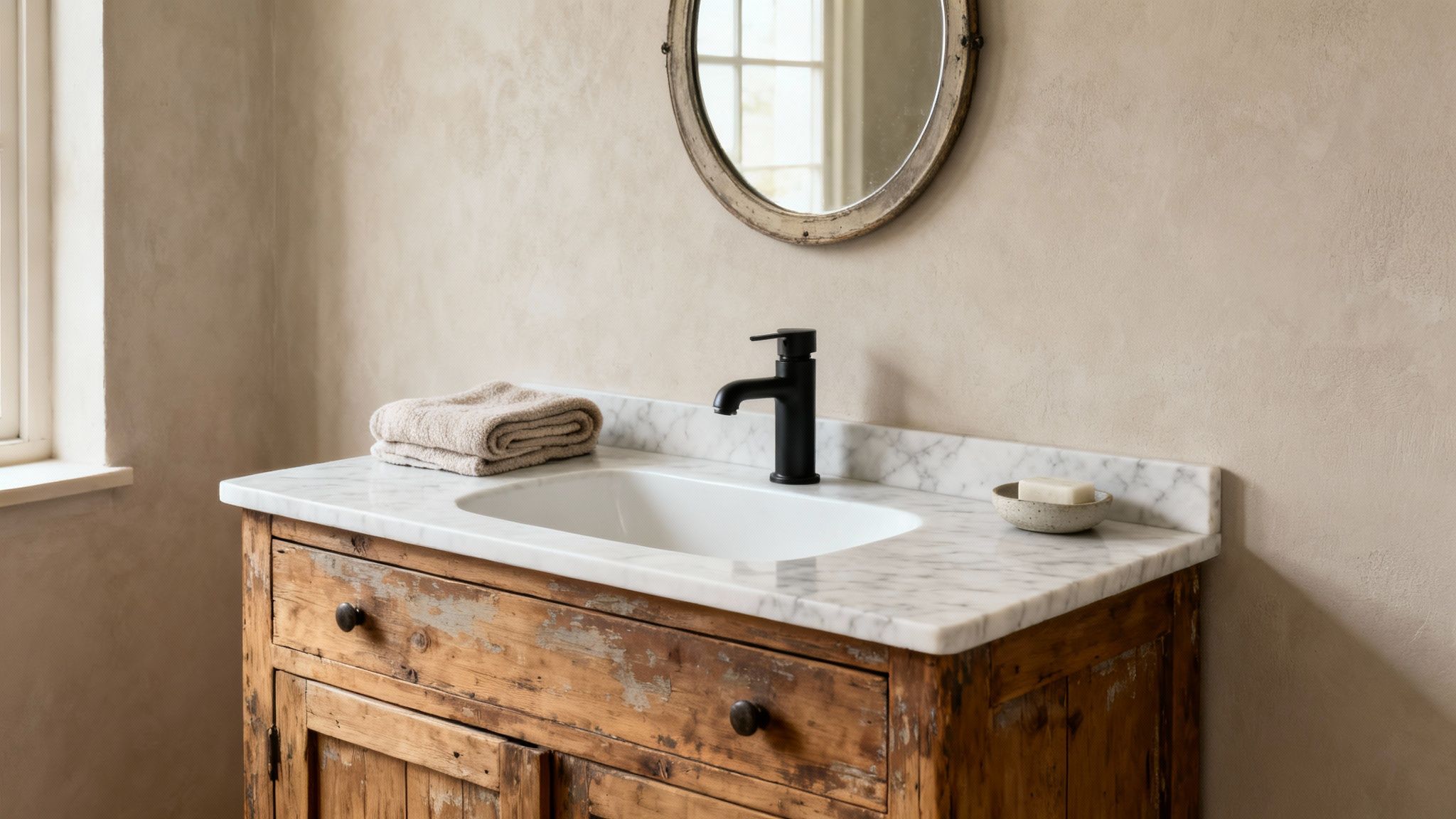 Farmhouse Vanities with Repurposed Furniture