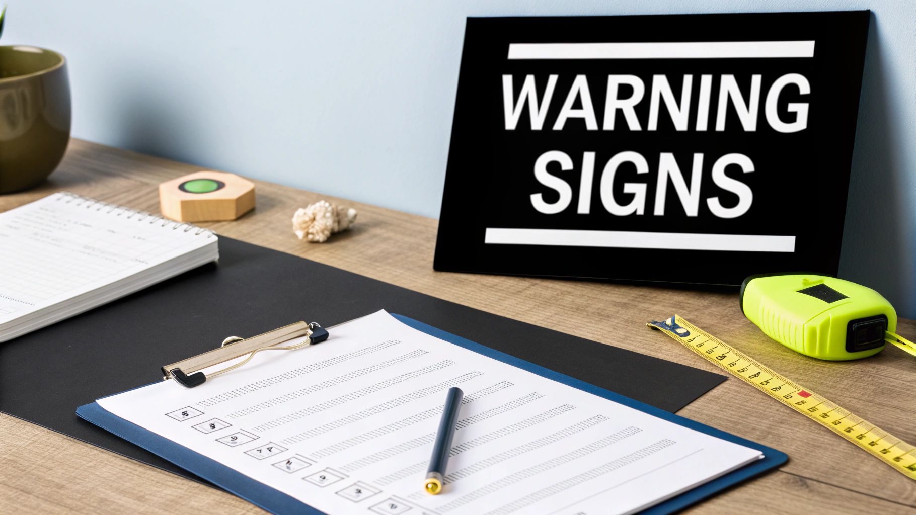 A magnifying glass hovering over architectural blueprints, symbolising the close inspection needed to spot early signs of a building dispute.