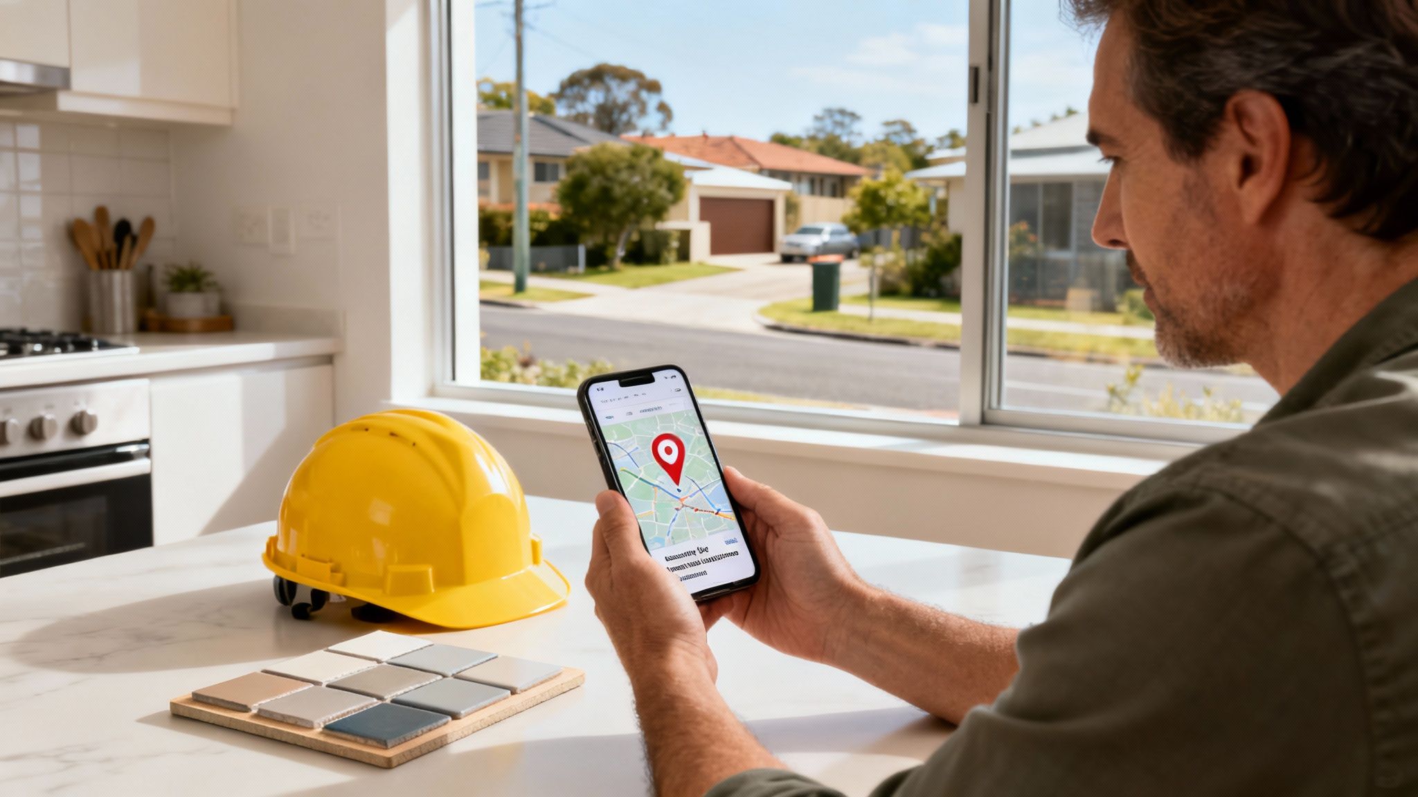 Inspecting a renovated bathroom by a local builder