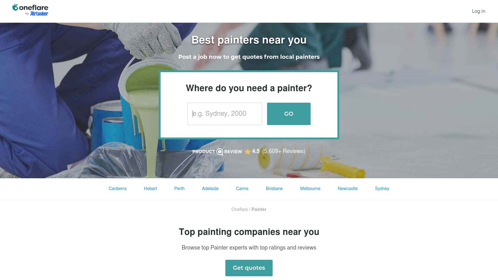 A user on Oneflare searching for painters in the Dubbo area.