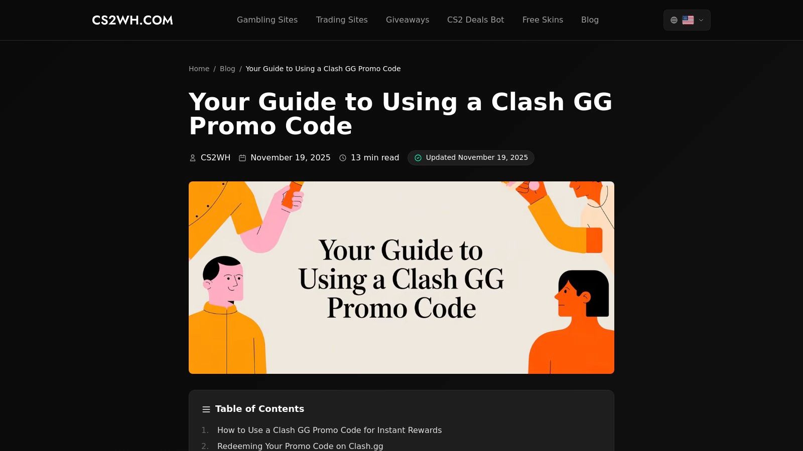 CS2WH – “How to use a Clash GG promo code” guide