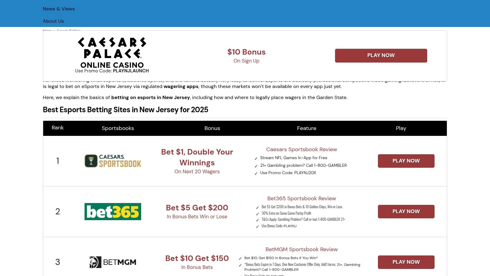 PlayNJ – Esports Betting in New Jersey