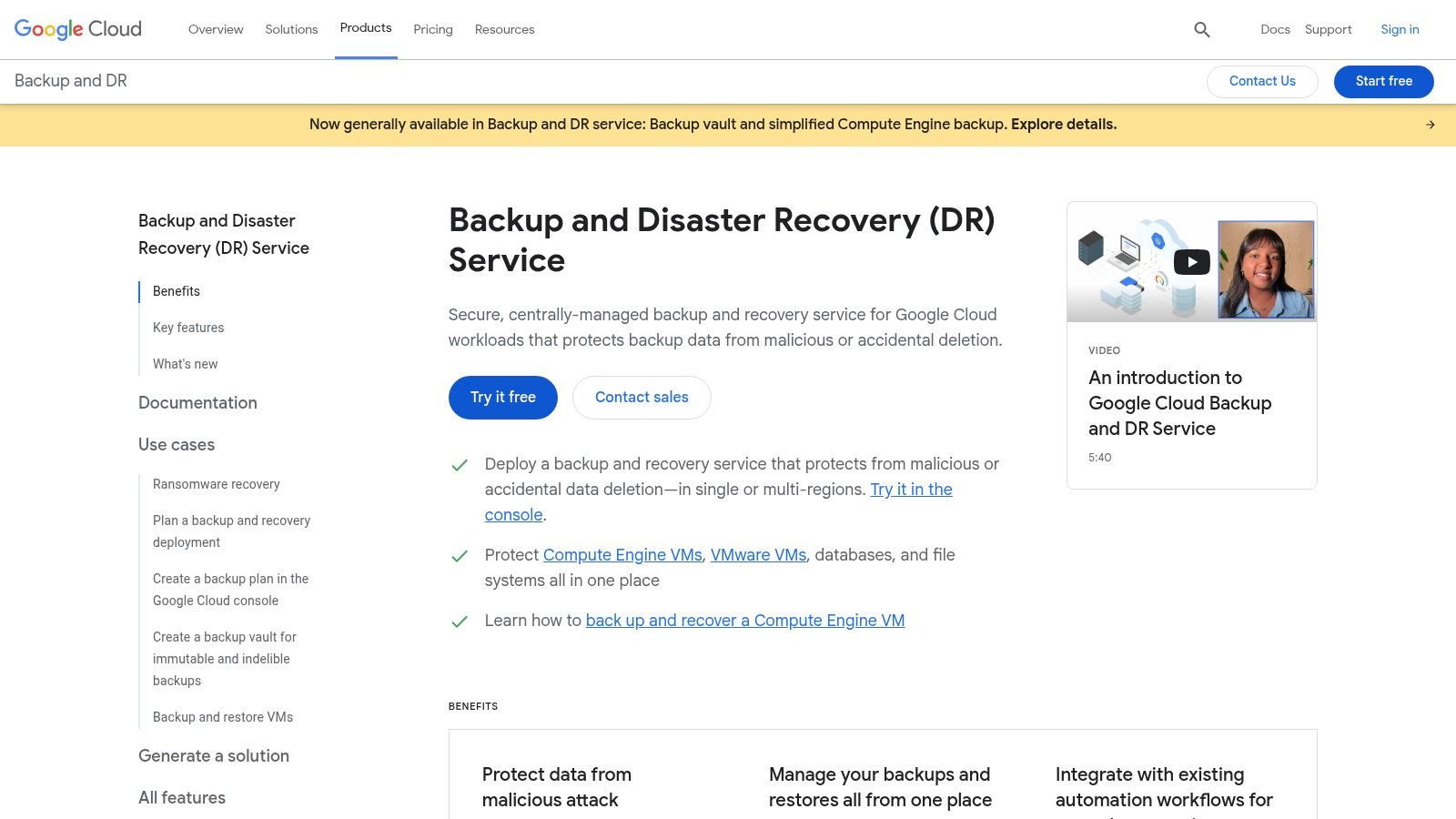Google Cloud – Backup and DR Service