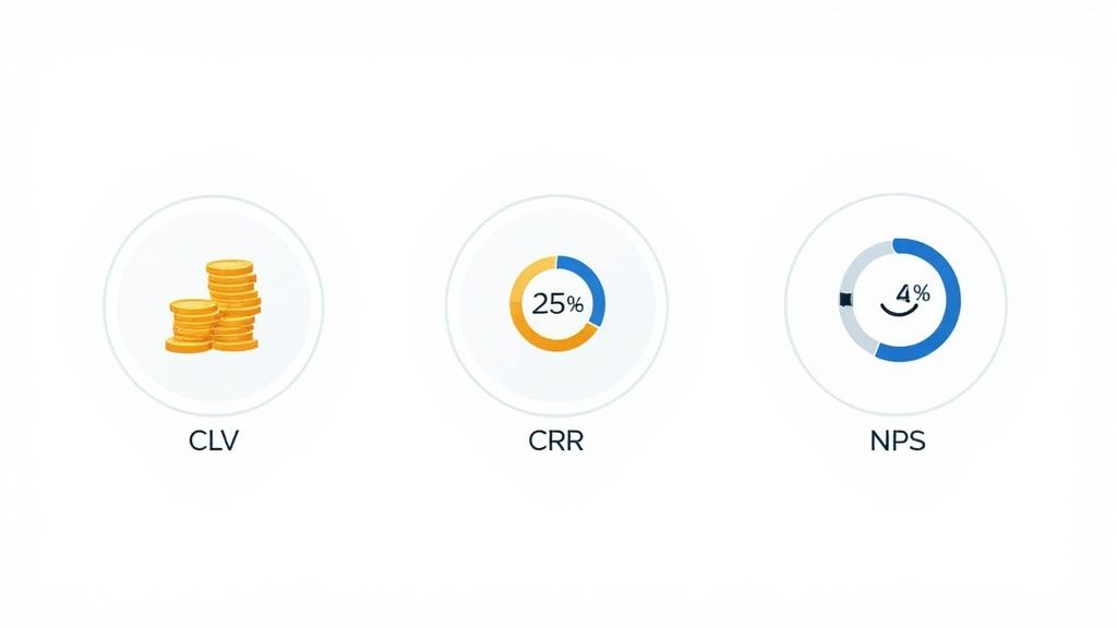 A person using a laptop with charts and graphs symbolizing retention strategies.