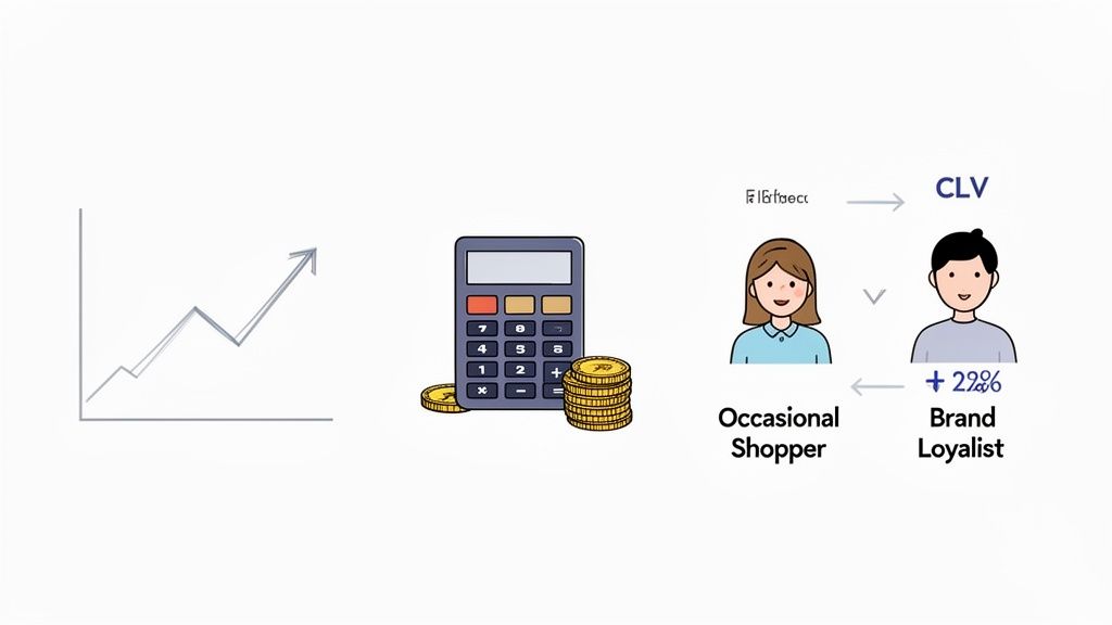 A graphic illustrating how turning occasional shoppers into brand loyalists increases customer lifetime value by 22%.