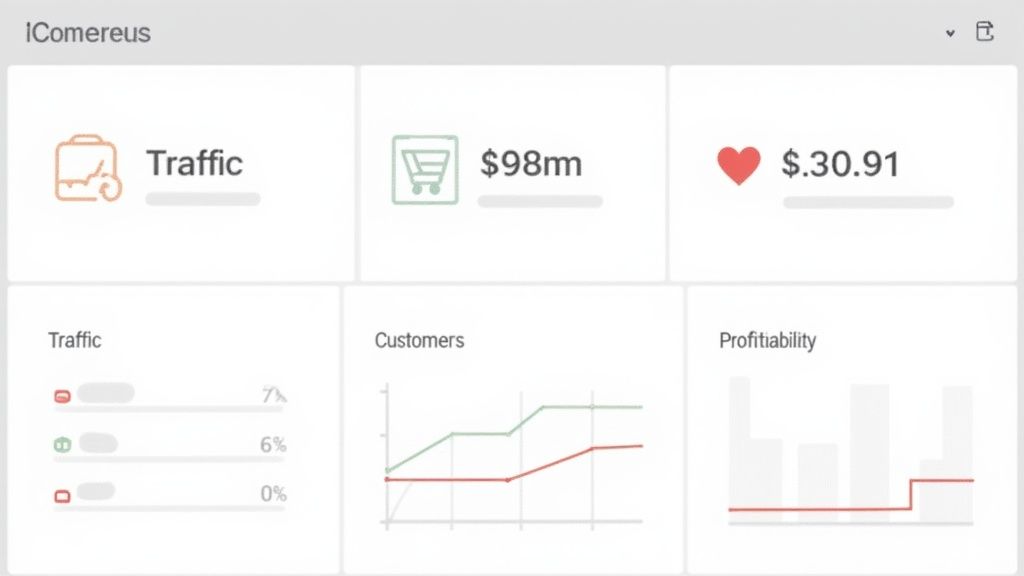A person analyzing charts and graphs on a digital dashboard, representing ecommerce metrics.