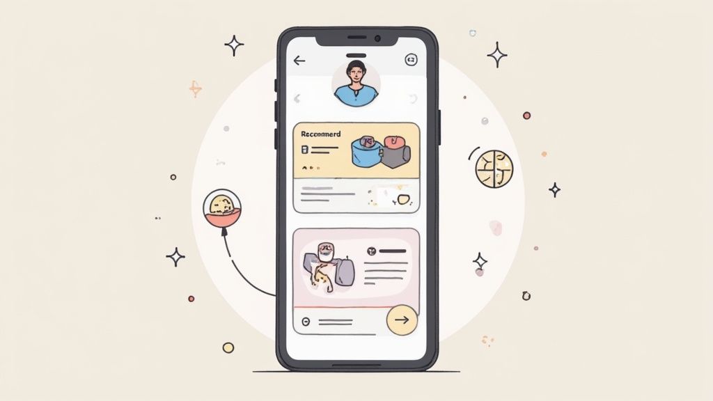 A person interacting with a personalized digital interface on a tablet