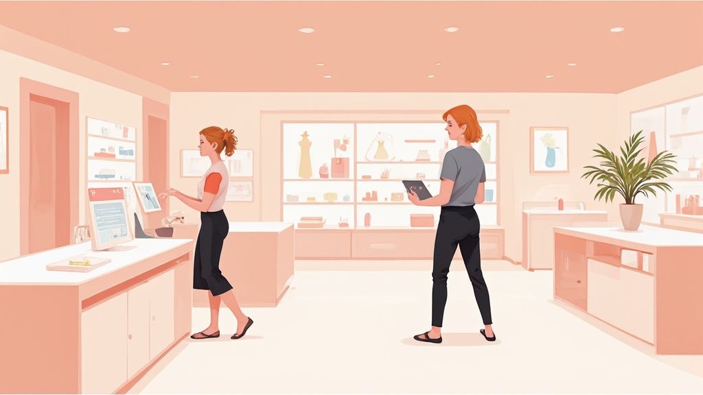 A person shopping on their phone with a retail app open, showing personalized recommendations.