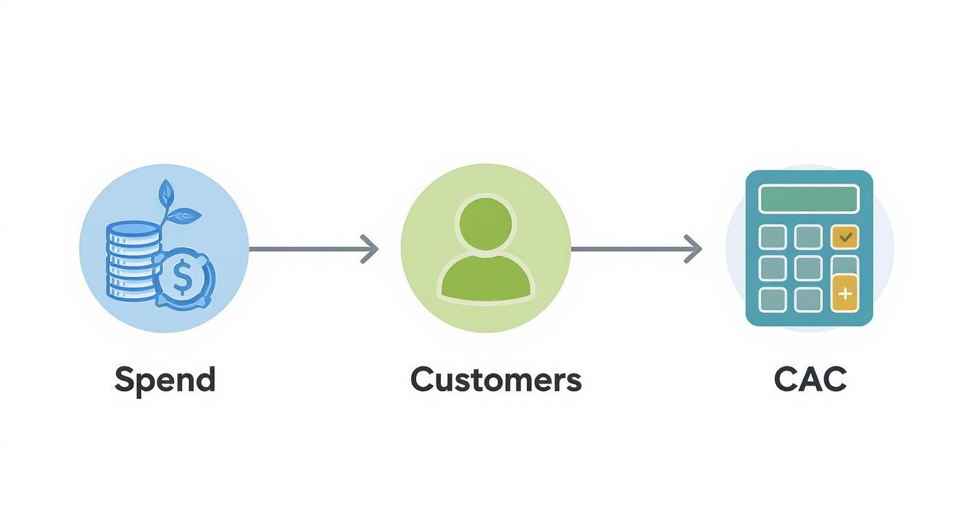 Infographic about calculating cost of customer acquisition