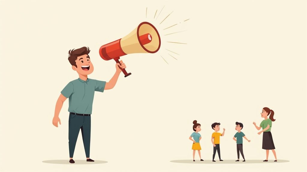 People sharing a positive experience, representing brand advocacy