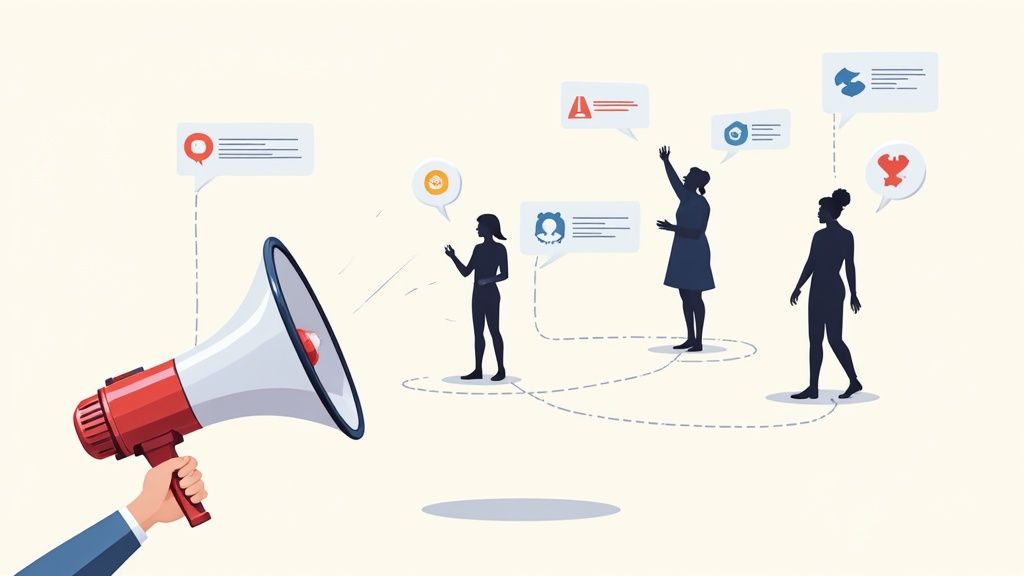 Marketer reviewing a membership page layout on a computer screen.