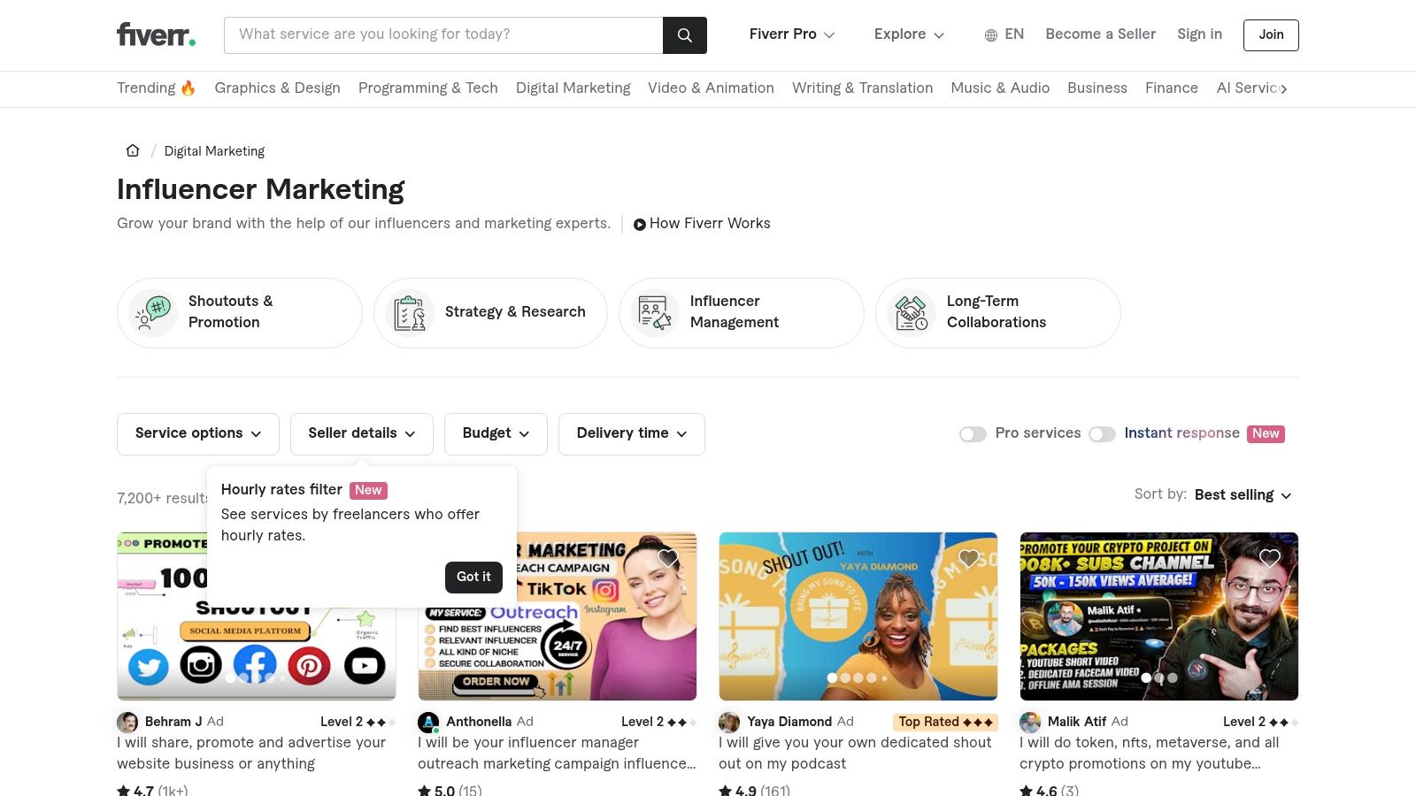 Fiverr – Influencer Marketing Services Marketplace
