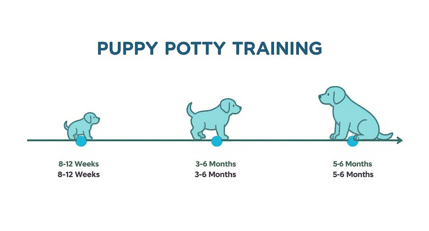 Infographic about puppy potty training schedule