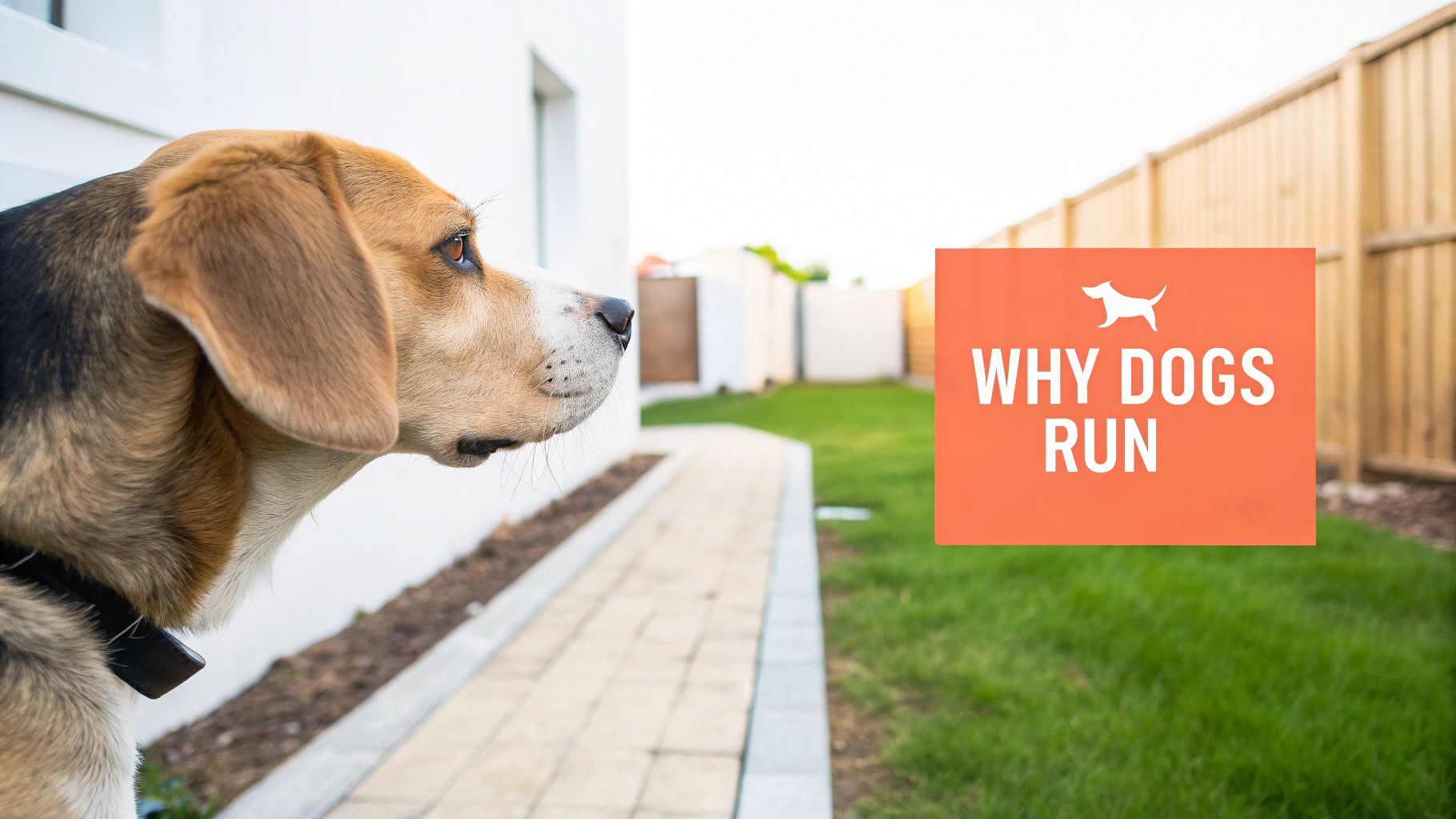 A happy dog looking up at its owner, symbolizing the bond that keeps them close.