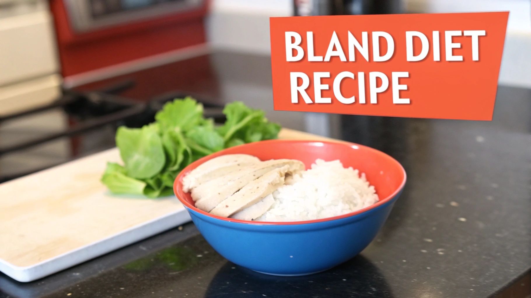 A bowl of freshly prepared bland diet for a dog, featuring boiled chicken and plain white rice.