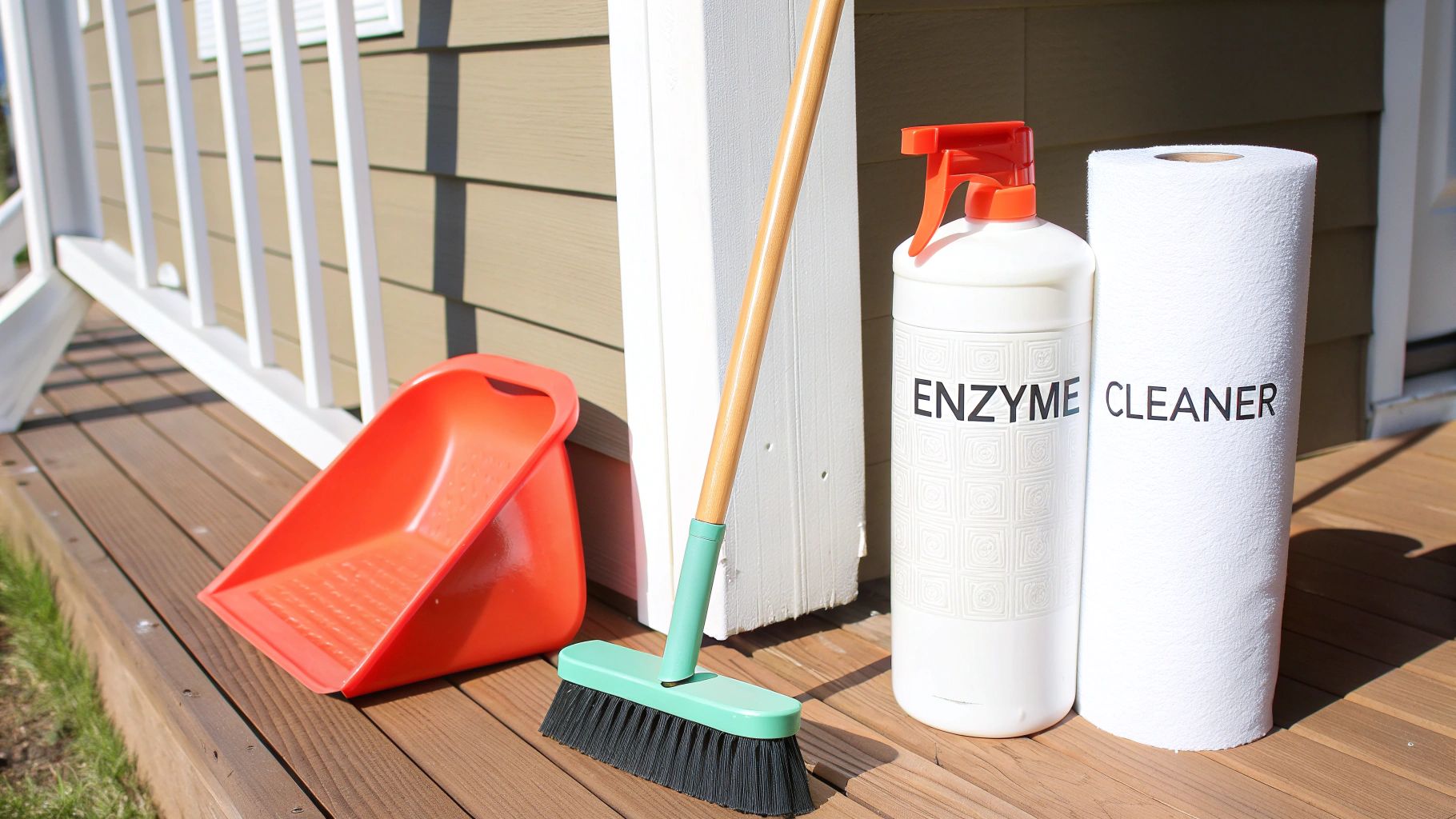 A person using a pooper scooper to clean up after a dog on a grassy lawn.