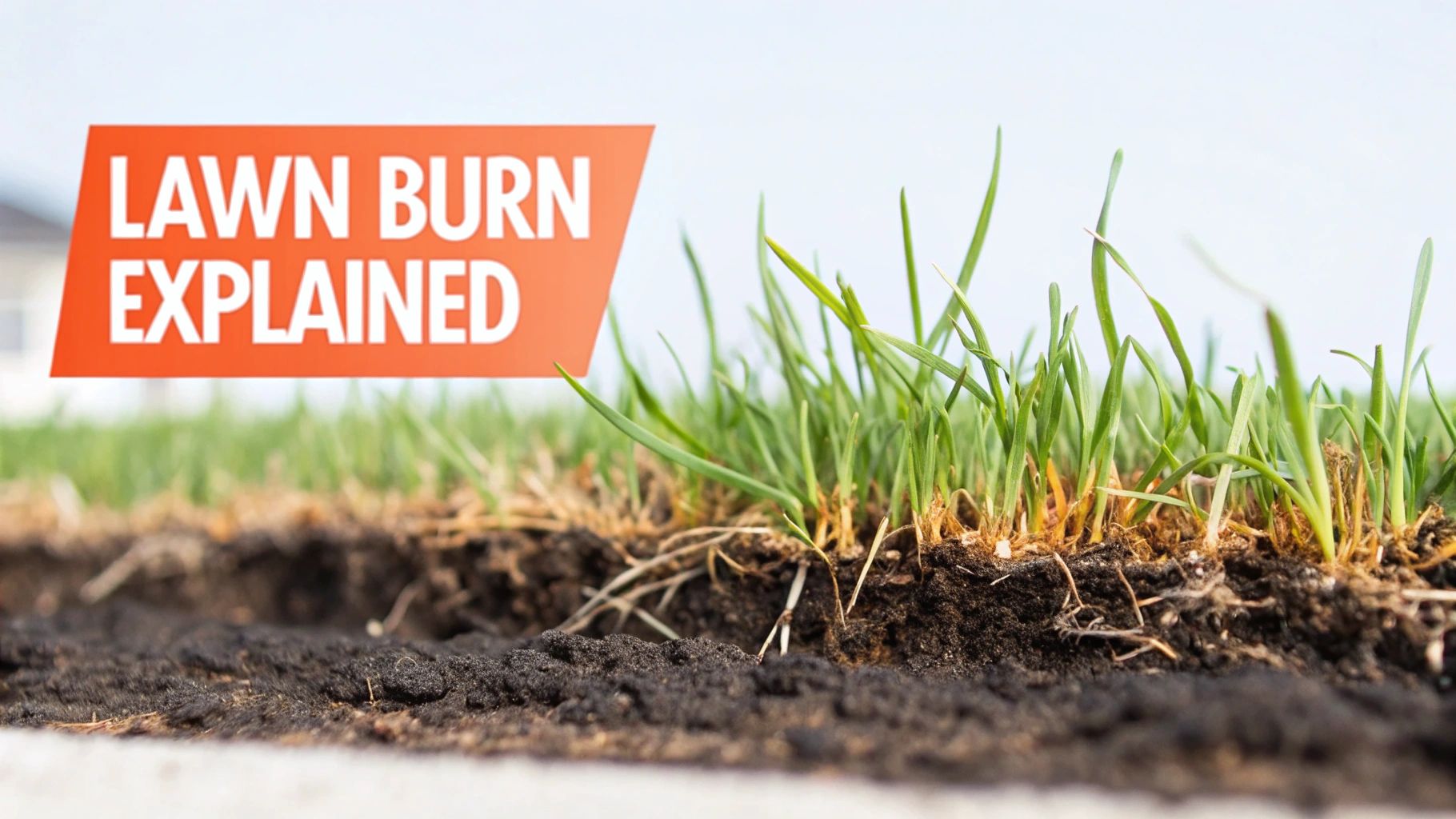 A dog looking at a yellow spot on a green lawn.