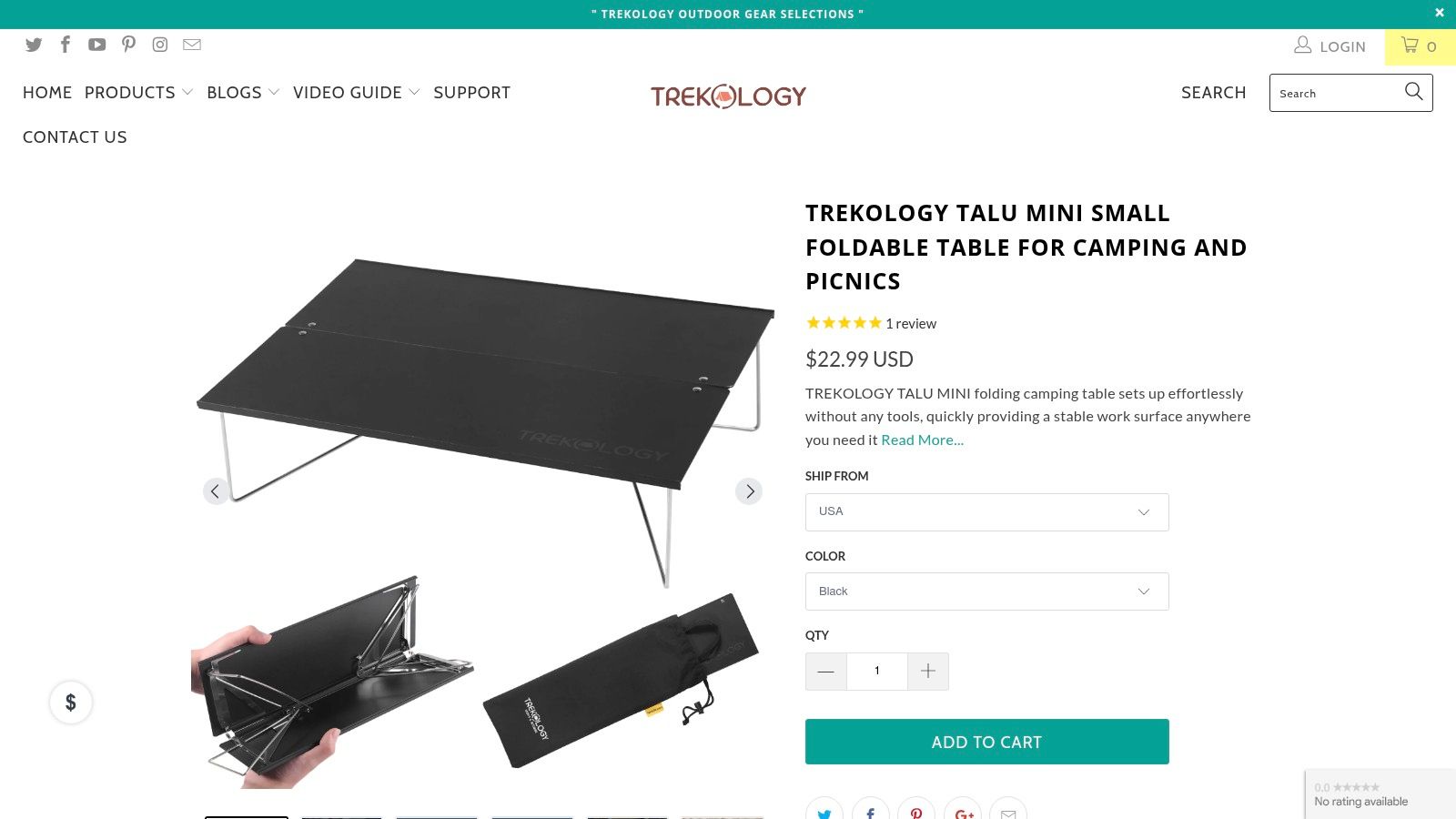 Trekology TALU MINI Small Foldable Table for Camping and Picnics