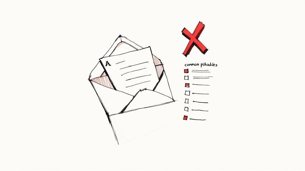 A person reviewing a document with a red pen, highlighting potential errors on a visa application.
