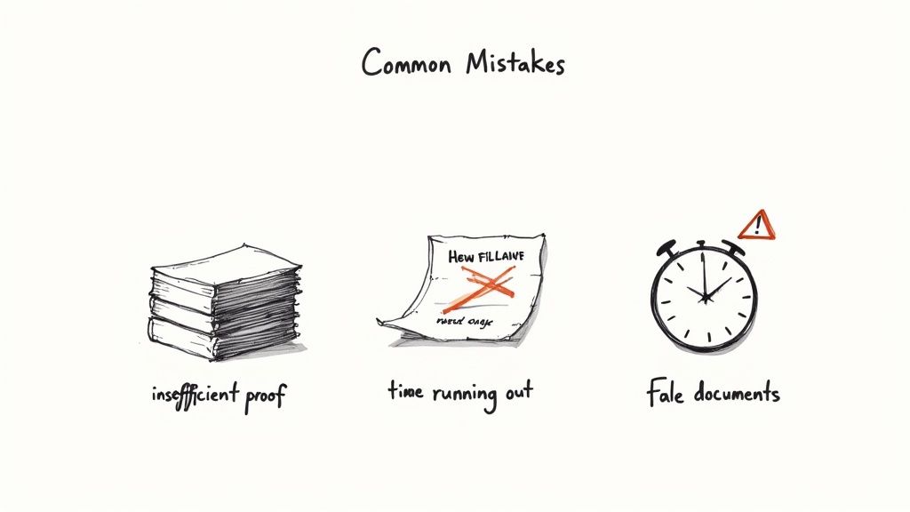 A red stamp saying 'Denied' on a passport or visa application form.