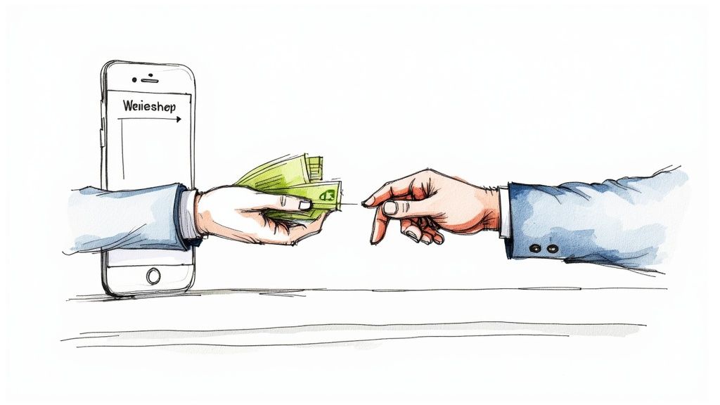 A person paying a bill at a bank counter, representing the visa fee payment process.