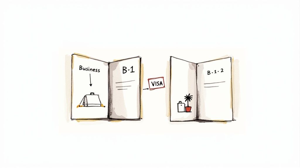 A professional in a business meeting, illustrating a B1 visa scenario.
