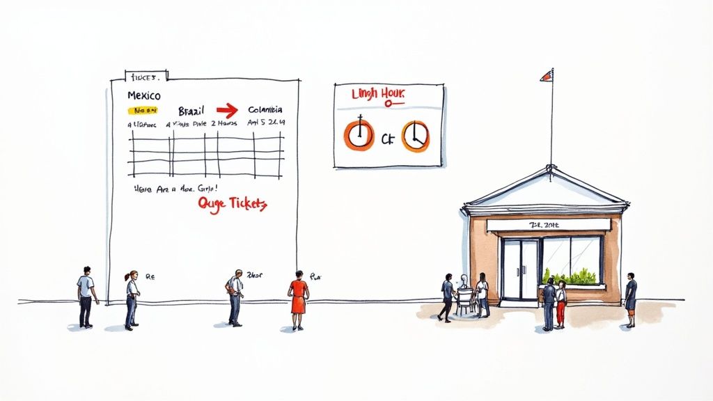 A person looking at a calendar, symbolizing the long wait for a US visa appointment.